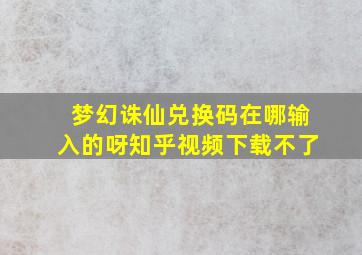 梦幻诛仙兑换码在哪输入的呀知乎视频下载不了