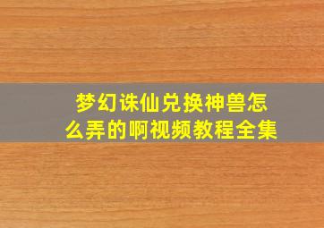 梦幻诛仙兑换神兽怎么弄的啊视频教程全集