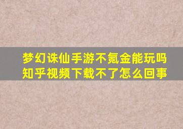 梦幻诛仙手游不氪金能玩吗知乎视频下载不了怎么回事