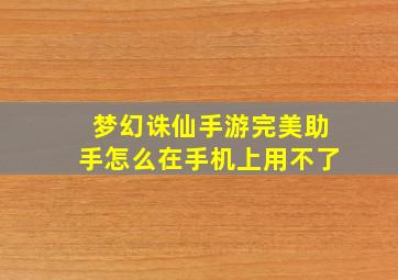 梦幻诛仙手游完美助手怎么在手机上用不了