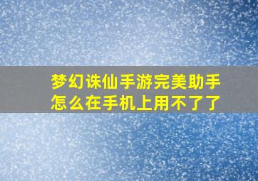 梦幻诛仙手游完美助手怎么在手机上用不了了