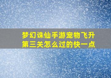 梦幻诛仙手游宠物飞升第三关怎么过的快一点