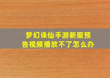 梦幻诛仙手游新服预告视频播放不了怎么办