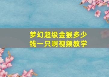 梦幻超级金猴多少钱一只啊视频教学