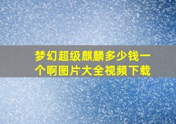 梦幻超级麒麟多少钱一个啊图片大全视频下载