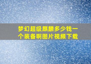 梦幻超级麒麟多少钱一个装备啊图片视频下载