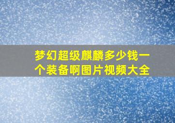 梦幻超级麒麟多少钱一个装备啊图片视频大全