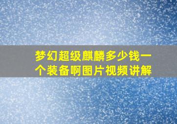 梦幻超级麒麟多少钱一个装备啊图片视频讲解