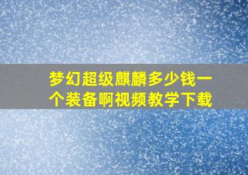 梦幻超级麒麟多少钱一个装备啊视频教学下载