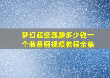 梦幻超级麒麟多少钱一个装备啊视频教程全集