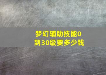 梦幻辅助技能0到30级要多少钱