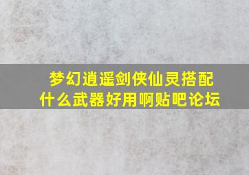 梦幻逍遥剑侠仙灵搭配什么武器好用啊贴吧论坛