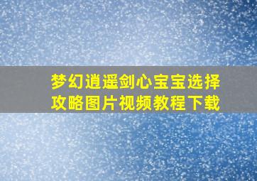 梦幻逍遥剑心宝宝选择攻略图片视频教程下载