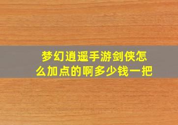 梦幻逍遥手游剑侠怎么加点的啊多少钱一把