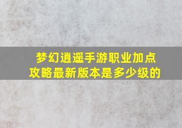 梦幻逍遥手游职业加点攻略最新版本是多少级的