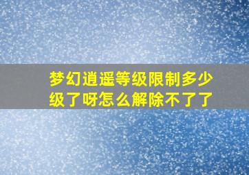 梦幻逍遥等级限制多少级了呀怎么解除不了了