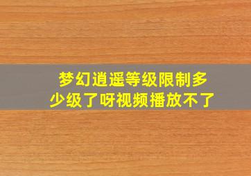 梦幻逍遥等级限制多少级了呀视频播放不了