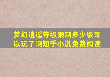 梦幻逍遥等级限制多少级可以玩了啊知乎小说免费阅读