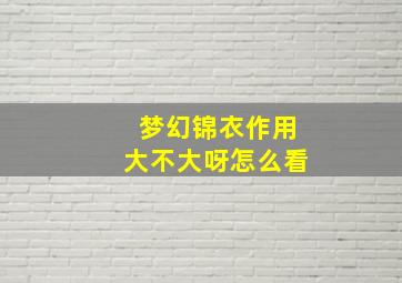 梦幻锦衣作用大不大呀怎么看