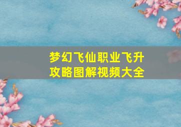 梦幻飞仙职业飞升攻略图解视频大全