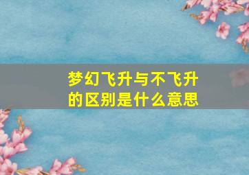 梦幻飞升与不飞升的区别是什么意思