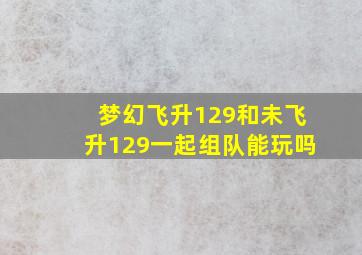 梦幻飞升129和未飞升129一起组队能玩吗