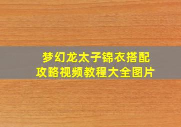 梦幻龙太子锦衣搭配攻略视频教程大全图片