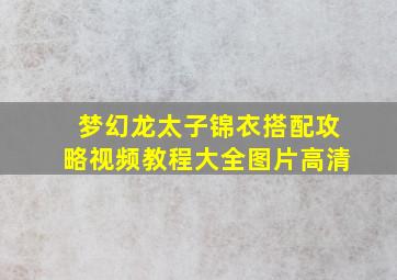 梦幻龙太子锦衣搭配攻略视频教程大全图片高清