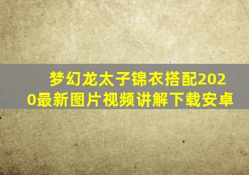 梦幻龙太子锦衣搭配2020最新图片视频讲解下载安卓