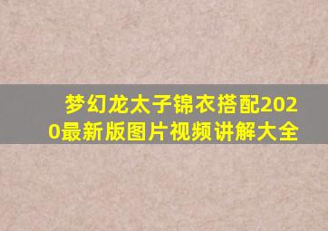 梦幻龙太子锦衣搭配2020最新版图片视频讲解大全