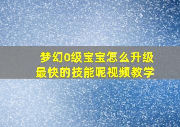 梦幻0级宝宝怎么升级最快的技能呢视频教学