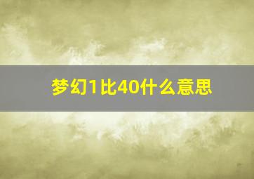 梦幻1比40什么意思