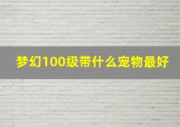 梦幻100级带什么宠物最好