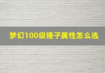 梦幻100级锤子属性怎么选