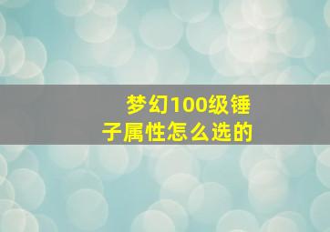 梦幻100级锤子属性怎么选的