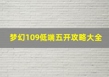 梦幻109低端五开攻略大全