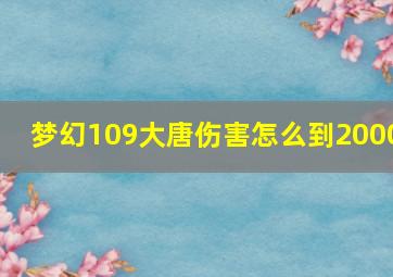 梦幻109大唐伤害怎么到2000