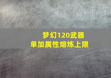 梦幻120武器单加属性熔炼上限