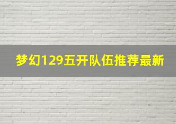 梦幻129五开队伍推荐最新