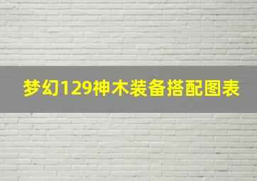 梦幻129神木装备搭配图表