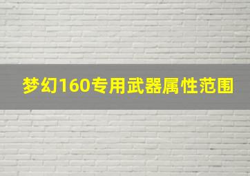 梦幻160专用武器属性范围