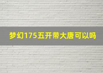 梦幻175五开带大唐可以吗