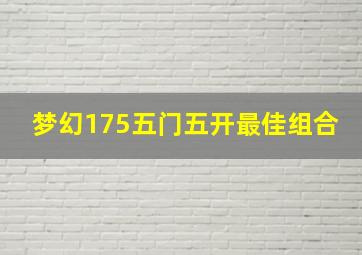 梦幻175五门五开最佳组合