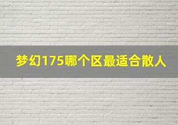 梦幻175哪个区最适合散人