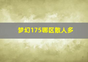 梦幻175哪区散人多