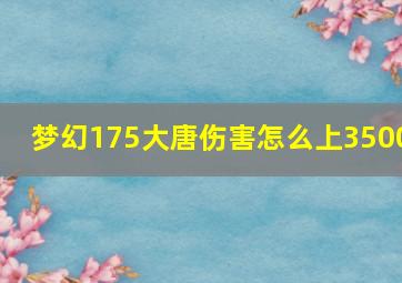 梦幻175大唐伤害怎么上3500