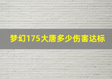 梦幻175大唐多少伤害达标