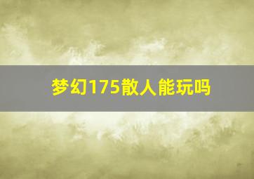 梦幻175散人能玩吗