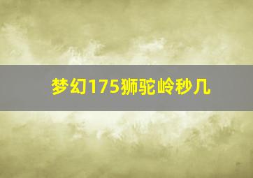 梦幻175狮驼岭秒几