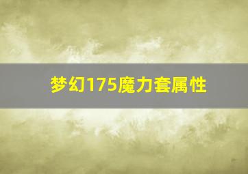 梦幻175魔力套属性